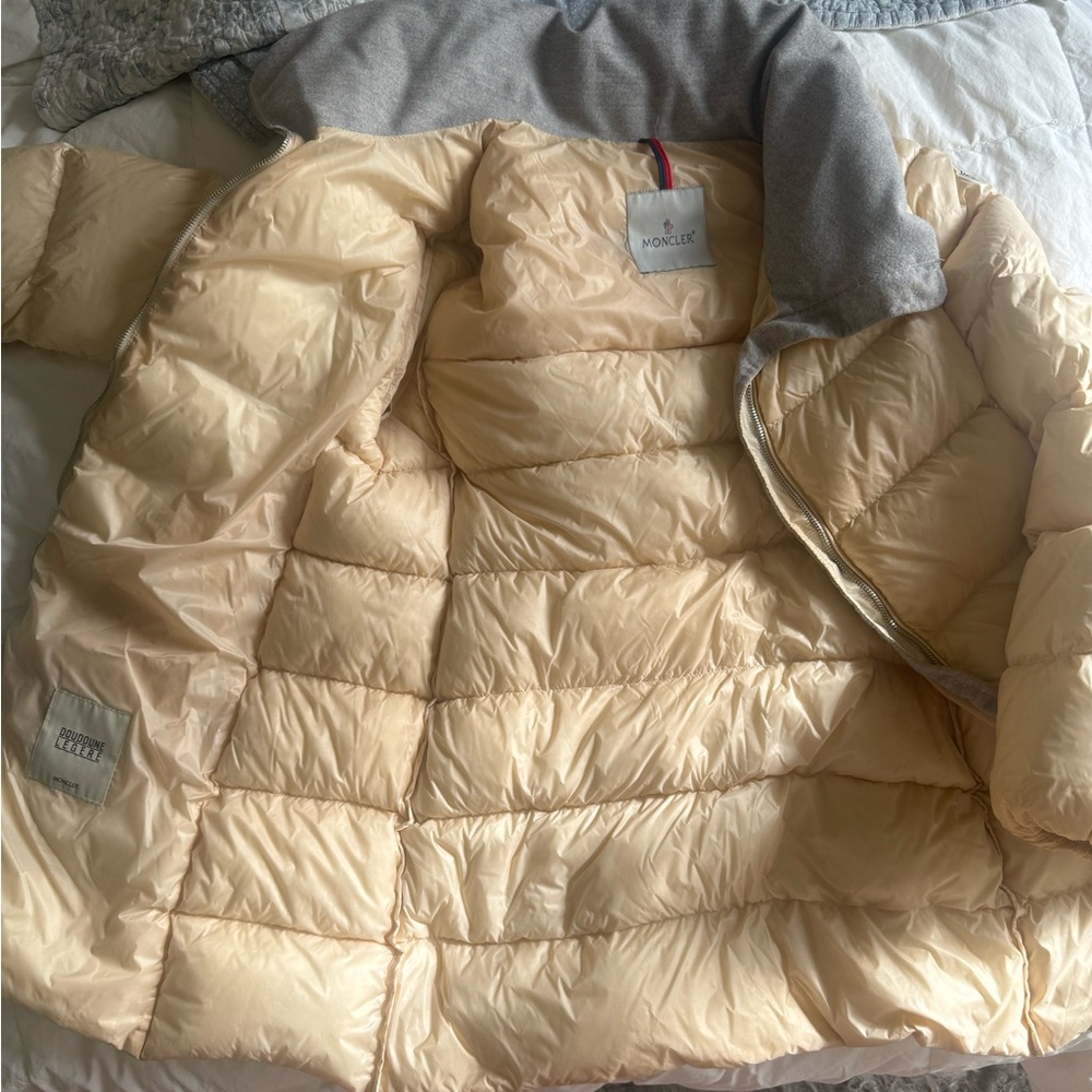 Moncler Beige Puffer Jacket with Comic Detail